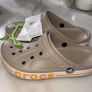 CROCS Kids Sandals - Tan with Orange Accents